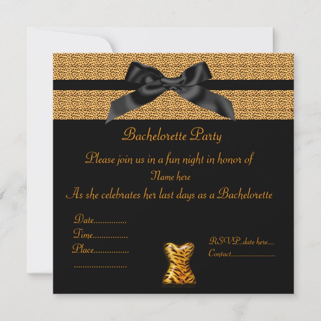 MODERN ANIMAL PRINT WITHY BOW BACHELORETTE INVITE (Front)