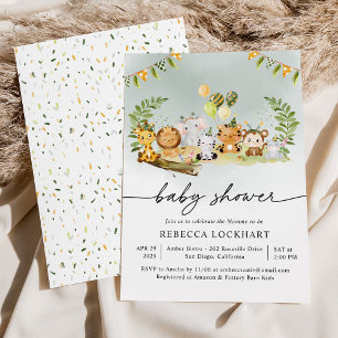 Modern Animal Safari Boy Baby Shower Invitation