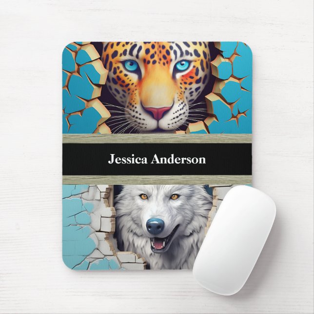 Modern Animals, Leopard Wolf  Mouse Pad (With Mouse)