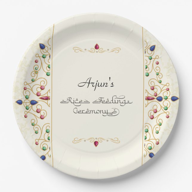 Modern Annaprashan First Rice Ceremony Paper Plate (Front)