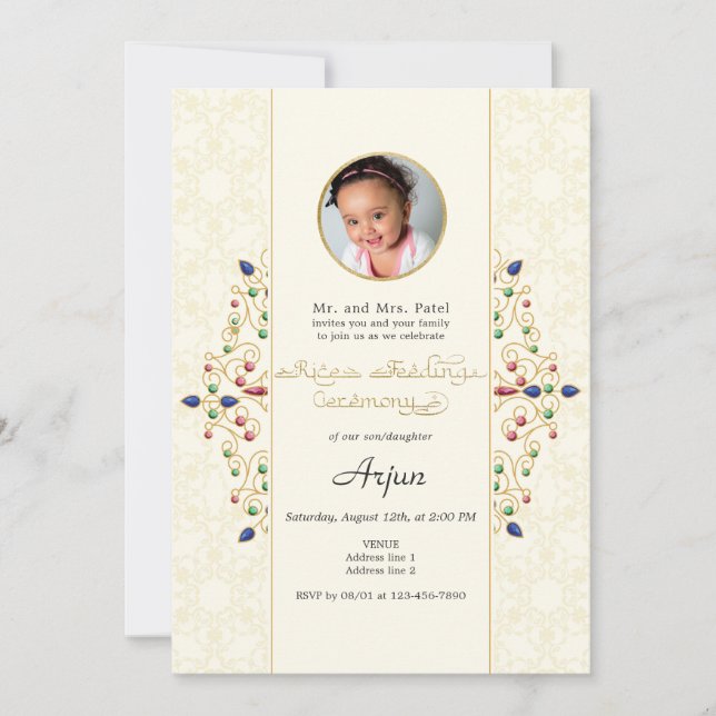 Modern Annaprashan First Rice Ceremony Photo Invitation (Front)