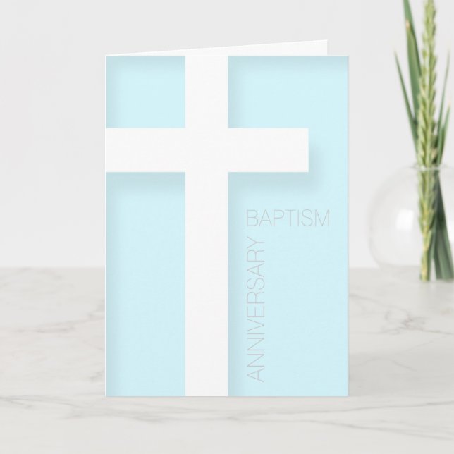 Modern Anniversary of Baptism in Blue Greeting Card (Front)