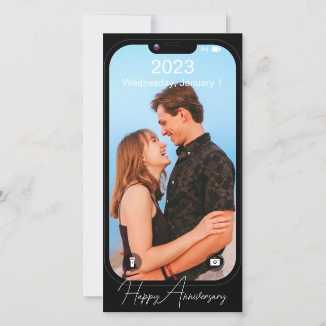 Modern Anniversary Phone Lock Screen Photo Card (Front)