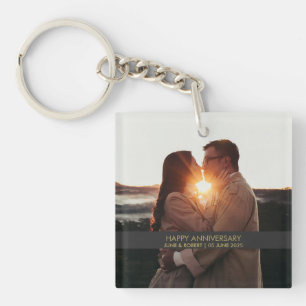 Modern anniversary photo love key ring