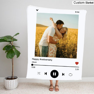 Modern Anniversary Photo Song Cover for Couple Fleece Blanket