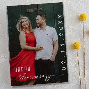 Modern Anniversary Photo With Stylish Script  Announcement