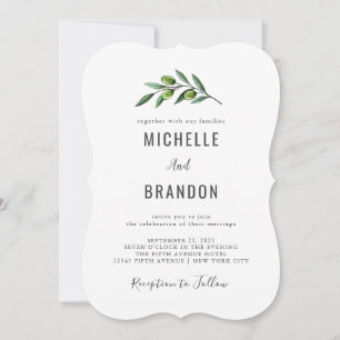 Modern Announcement of Acuarela Rama de Olivo Boda