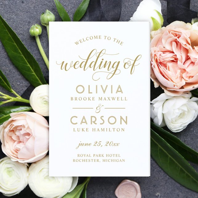 Modern Antique Gold Script Wedding Programs (Creator Uploaded)