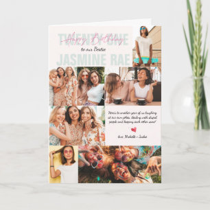 Modern Any Age Birthday 7 Photo Collage Card