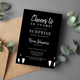 Modern any age simple typography birthday party invitation