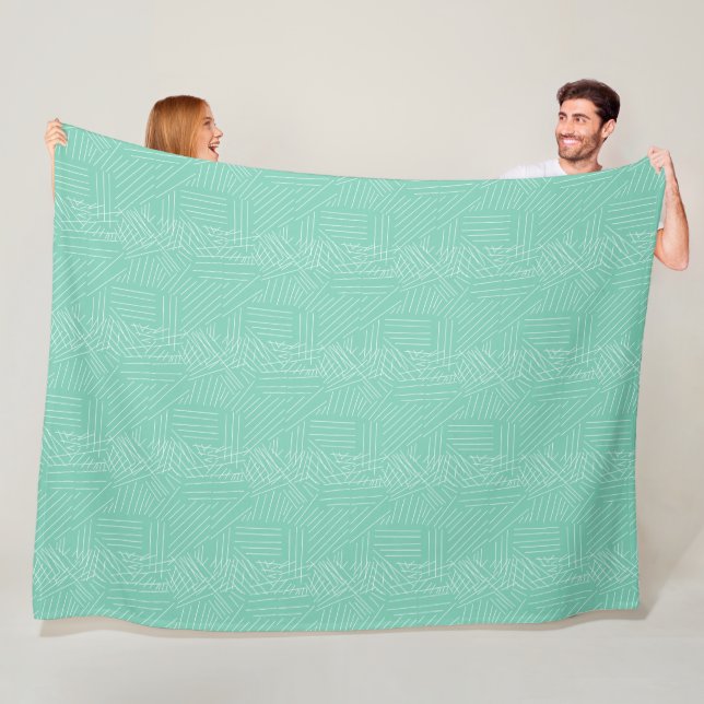 Modern Any Colour Mint Retro Geometric Pattern Fleece Blanket (In Situ)