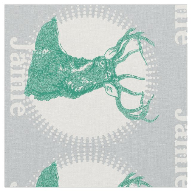 Modern Any Colour Personalised Emerald Deer Fabric (Close Up)