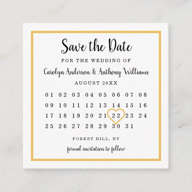 Modern Any Colour Photo Calendar Save The Date Enclosure Card (Front)