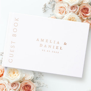 Modern any colour wedding names and date real foil guest book