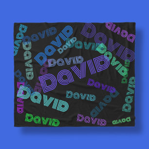 Modern, any name collage   blues, purples & greens fleece blanket