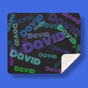 Modern, any name collage   blues, purples & greens sherpa blanket