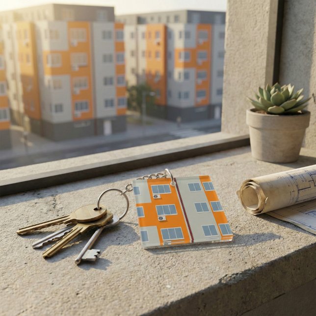 Modern Apartment Building with Air Conditioners  Key Ring (Creator Uploaded)