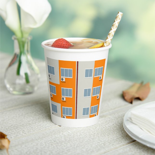Modern Apartment Building with Air Conditioners  Paper Cups (Creator Uploaded)