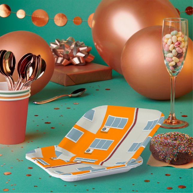 Modern Apartment Building with Air Conditioners  Paper Plate (Creator Uploaded)