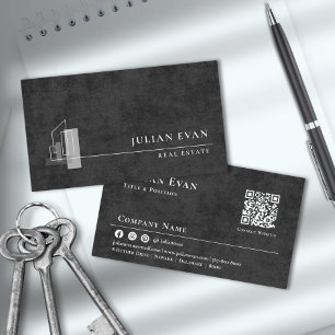 Modern Apartment Logo Black and White Realtor Business Card