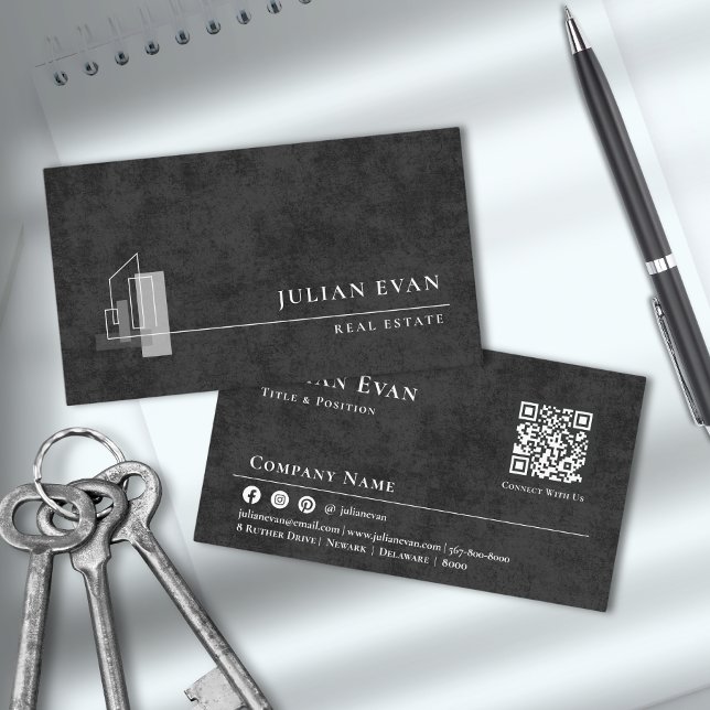Modern Apartment Logo Black and White Realtor Business Card (Creator Uploaded)