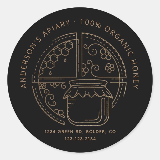 modern apiary honey jar label (Front)