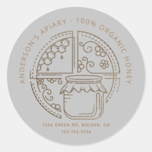 modern apiary honey jar label