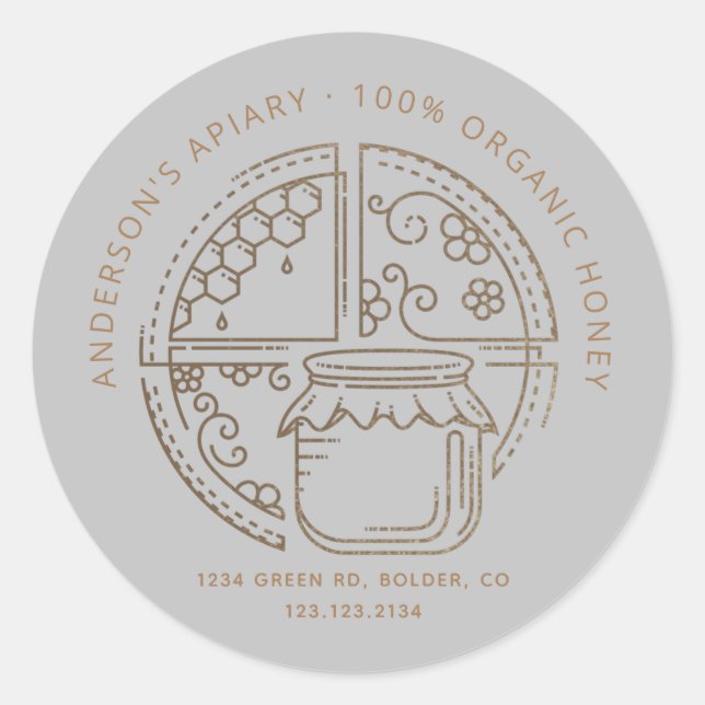 modern apiary honey jar label (Front)