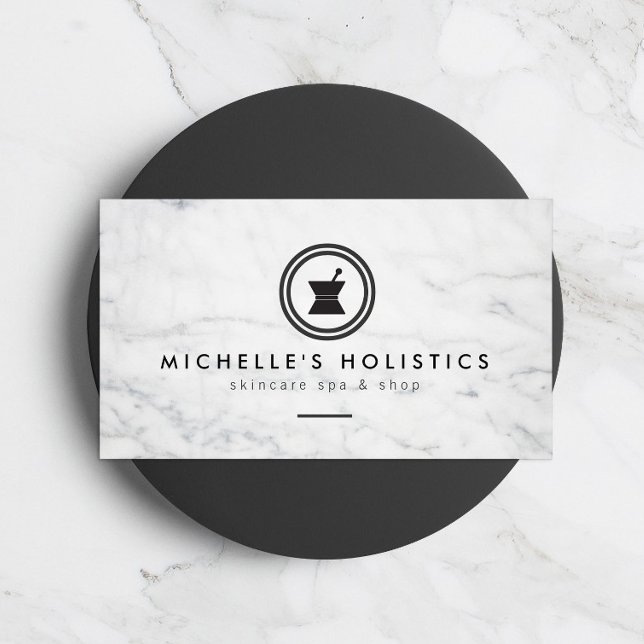 Modern Apothecary Holistic Medicine White Marble Business Card (Creator Uploaded)