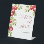 Modern Apple Cards & Gifts Trendy Bridal Shower Pedestal Sign<br><div class="desc">Welcome guests to share their heartfelt gifts in style with this Cards and Gifts sign. Adorned with vibrant watercolor apples and lush green leaves, this sign blends rustic charm with elegant design, making it the perfect accent for a bridal shower, wedding, or special celebration. Clear and inviting, it helps direct...</div>