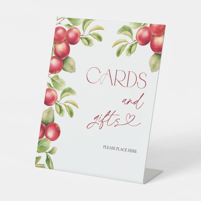 Modern Apple Cards & Gifts Trendy Bridal Shower Pedestal Sign (Front)