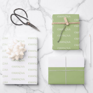Modern apple green and white Kwanzaa Wrapping Paper Sheet