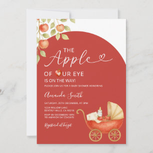 Modern Apple of our Eye Baby Shower Floral Invitation