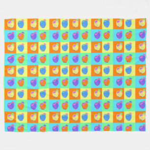 Modern Apple Pattern in Pop Art Style Fleece Blanket