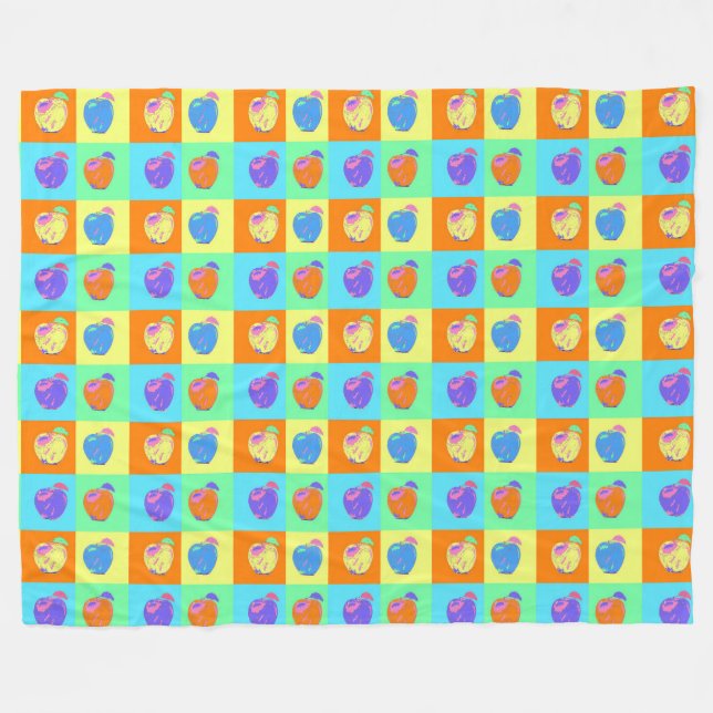 Modern Apple Pattern in Pop Art Style Fleece Blanket (Front (Horizontal))