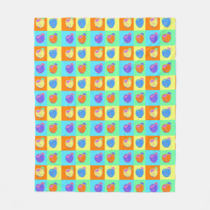 Modern Apple Pattern in Pop Art Style Fleece Blanket