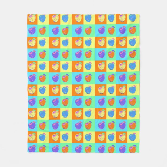 Modern Apple Pattern in Pop Art Style Fleece Blanket (Front)