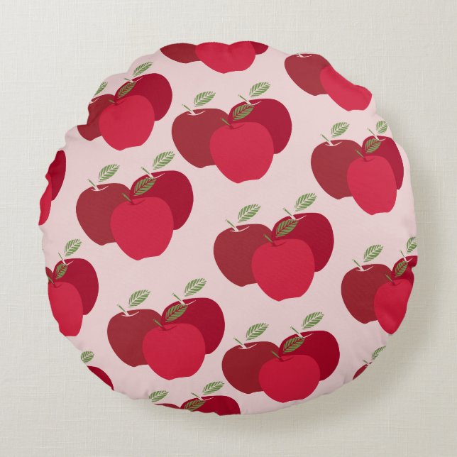 Modern Apple Print Decorative Round Pillow (Front)