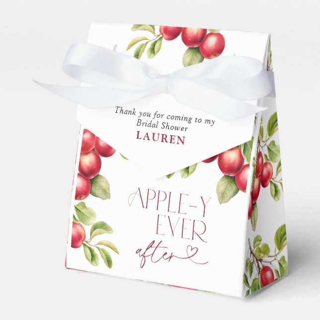 Modern Appley Ever After Apple Bridal Shower Favour Box (Front Side)