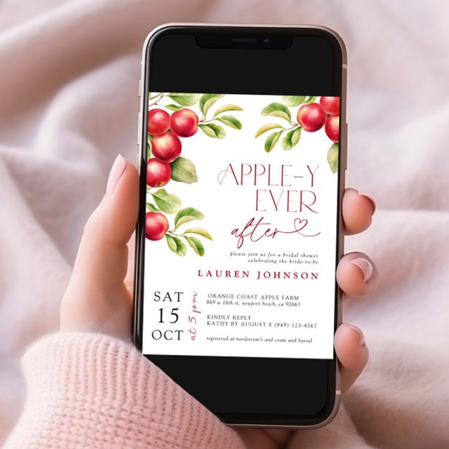 Modern Appley Ever After Apple Bridal Shower Invitation (Creator Uploaded)