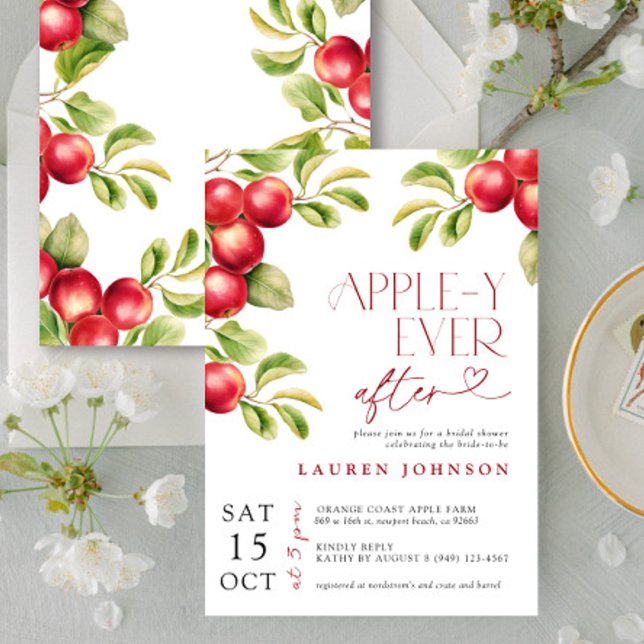 Modern Appley Ever After Apple Bridal Shower Invitation (Creator Uploaded)