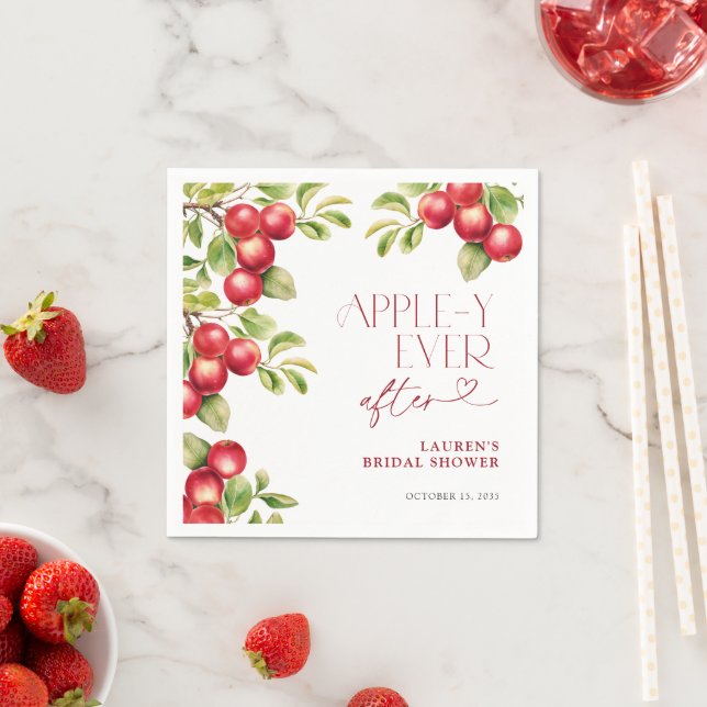 Modern Appley Ever After Apple Bridal Shower Napkin (Insitu)
