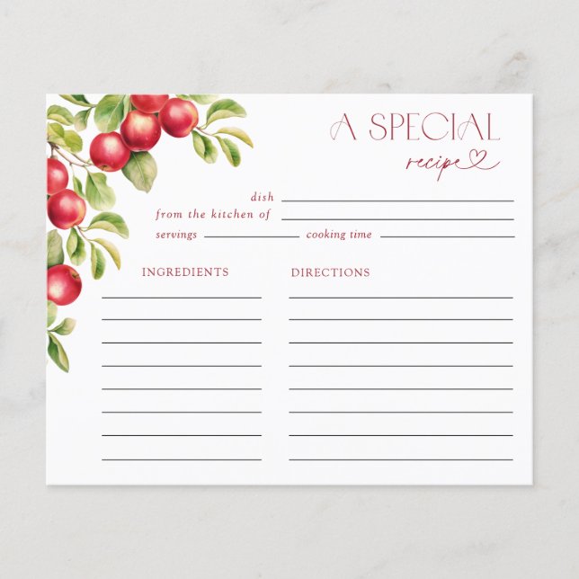 Modern Appley Ever After Apple Shower Recipe Card (Front)
