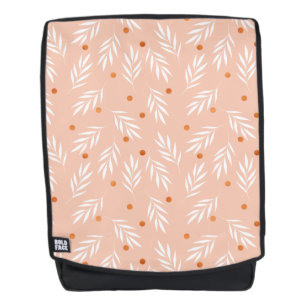 Modern Apricot Pink Floral Leaves Pattern Backpack