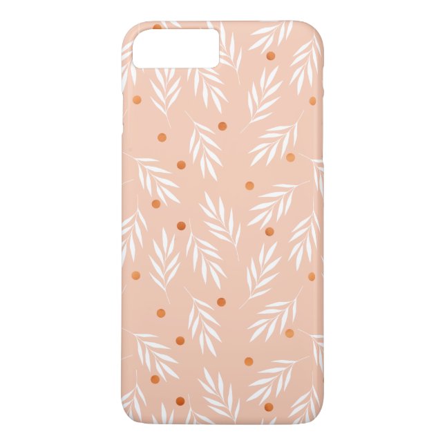 Modern Apricot Pink Floral Leaves Pattern Case-Mate iPhone Case (Back)