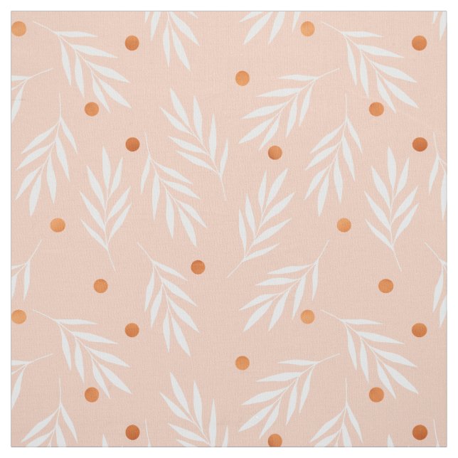 Modern Apricot Pink Floral Leaves Pattern Fabric (Swatch)