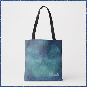 Modern Aqua and Purple Abstract Tote Bag