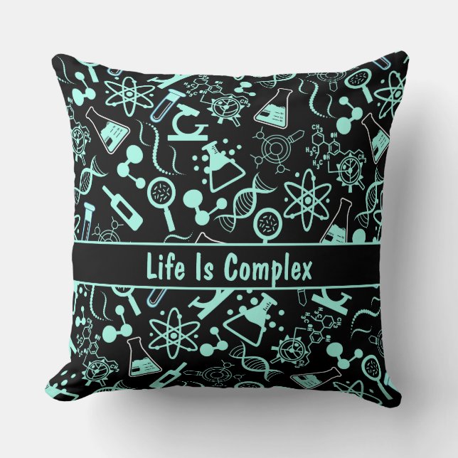 modern aqua blue biochemistry life is complex  cushion (Front)