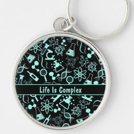 modern aqua blue biochemistry life is complex key ring