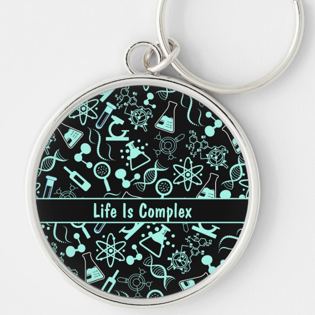modern aqua blue biochemistry life is complex  key ring (Front)